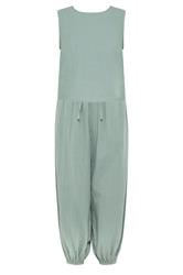 PixieGirl Petite Women's Set Sage Green Cotton Cheesecloth Top & Trousers | PixieGirl 8