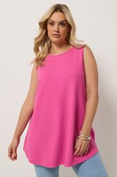 YOURS Plus Size Pink Soft Touch Ribbed Swing Top | Yours Clothing 3
