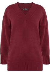 LTS Tall Women's Burgundy Red V-Neck Knitted Jumper | Long Tall Sally 5