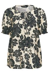 Evans – Bluse in Schwarz mit Blumenmuster und Schleife am Ausschnitt
