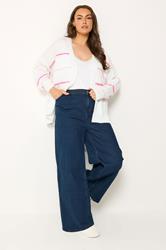 YOURS Plus Size White & Pink Stripe Knitted Cardigan | Yours Clothing 1