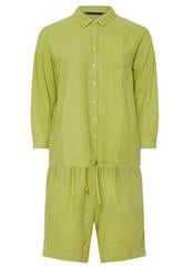 EVANS Plus Size Set Chartreuse Green Linen Shirt & Short | Evans 7
