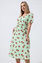 LIMITED COLLECTION Plus Size Green Cherry Gingham Bardot Dress | Yours Clothing 3