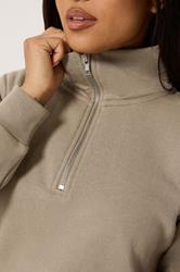 M&Co Petite Mocha Brown Quarter Zip Sweatshirt | M&Co 4