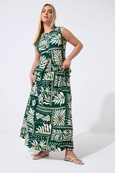 LIMITED COLLECTION Plus Size Green Palm Leaf Waistcoat | Yours Clothing 2