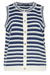 LIMITED COLLECTION Plus Size Navy Blue Stripe Knitted Waistcoat | Yours Clothing 6