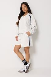 PixieGirl Petite Women's Set Grey Marl Stripe Collar Sweatshirt & Shorts | PixieGirl 3