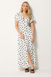 LTS Tall Women's White Polka Dot Wrap Maxi Dress | Long Tall Sally 3