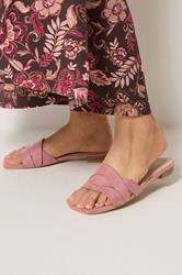 LTS Pink Twisted Block Mule Sandals In Standard Fit | Long Tall Sally 1