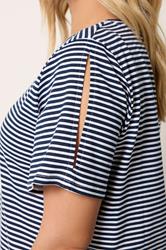 YOURS Plus Size Navy Blue Stripe Swing Top | Yours Clothing 5