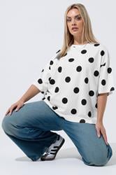 LIMITED COLLECTION Plus Size White Polka Dot T-Shirt | Yours Clothing 1