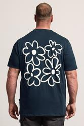 BadRhino Big & Tall Navy Blue Extra Long Flower Graphic T-Shirt | BadRhino 2