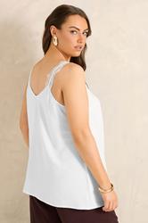 EVANS Plus Size Ivory White Lace Trim Cami Vest Top | Evans 2