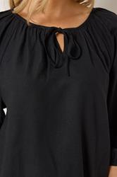 LTS Tall Women's Black Tie Front Linen Blouse | Long Tall Sally 6
