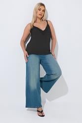 LIMITED COLLECTION Plus Size Black Lace Vest Top | Yours Clothing 1