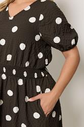 YOURS Plus Size Brown Polka Dot Midaxi Smock Dress | Yours Clothing 4
