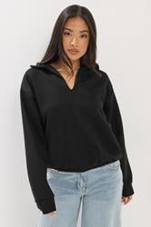 PixieGirl Petite Women's Black Collar Oversized Sweatshirt | PixieGirl 3