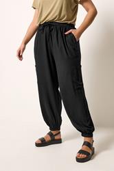 YOURS Plus Size Black Cargo Balloon Trousers | Yours Clothing 3