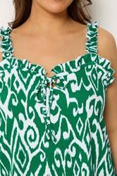 YOURS Plus Size Green Abstract Frill Vest Top | Yours Clothing 4