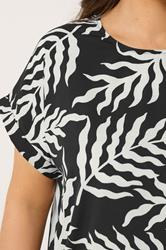 YOURS Plus Size Black Leaf Print Top | Yours Clothing 4