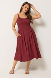 YOURS Plus Size Red Shirred Sundress | Yours Clothing 1