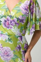 YOURS LONDON Plus Size Green Floral Wrap Dress | Yours Clothing 4