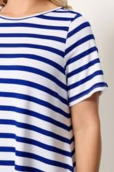 Yours Plus Size Blue Stripe Swing T-Shirt | Yours Clothing 4