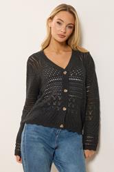 M&Co Black Crochet Button Through Cardigan | M&Co 3