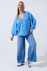 LIMITED COLLECTION Plus Size Blue Rose Knitted Cardigan | Yours Clothing 1