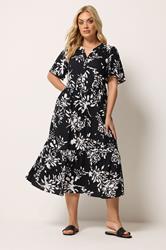 YOURS Plus Size Black Abstract Placket Dress | Yours Clothing 1