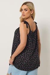 YOURS Plus Size Black Ditsy Floral Vest Top | Yours Clothing 2