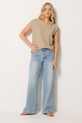 LTS Tall Women's Cream Textured Stripe Top | Long Tall Sally 1