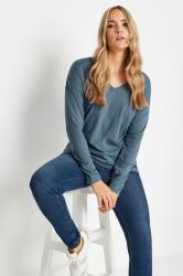 LTS Tall Women's 2 Pack Pink & Blue V-Neck Long Sleeve Cotton T-Shirts | Long Tall Sally 2