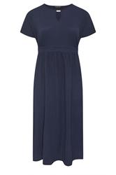 EVANS Curve Navy Blue Keyhole Textured Maxi Dress