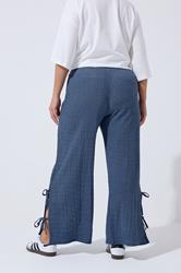 LIMITED COLLECTION Curve Blue Gingham Tie Side Trousers | Yours Clothing 4