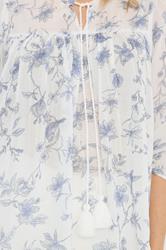 LTS Tall Women's Blue & White Floral Tassel Tie Cotton Blouse | Long Tall Sally 4