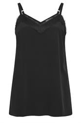 YOURS Curve Black Lace Insert Cami Vest Top