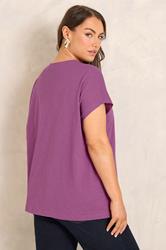 EVANS Plus Size Magenta Pink Cotton Crochet Trim Tee | Evans 2