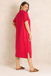 EVANS Plus Size Red Premium Linen Shirt Dress | Evans 5