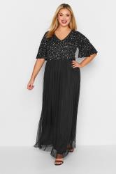 LIMITED COLLECTION Plus Size Black Ruched Angel Sleeve Dress