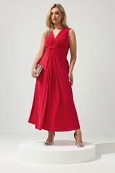 YOURS LONDON Plus Size Red Abstract Knot Detail Dress | Yours Clothing 1