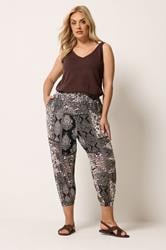 YOURS Plus Size Black Paisley Cropped Trousers | Yours Clothing 1