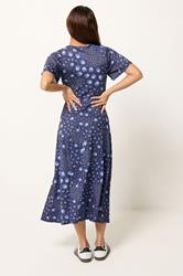 PixieGirl Petite Women's Blue Patchwork Midi Dress | PixieGirl 2