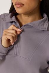 PixieGirl Petite Women's Lilac Purple Funnel Neck Half Zip Sweatshirt | PixieGirl  4