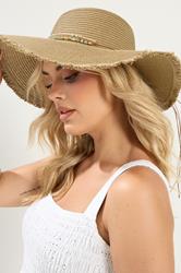 Brown Bead Detail Straw Hat | Yours Clothing 1