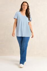EVANS Plus Size 2 Pack Blue & White Cotton T-shirts | Evans 4
