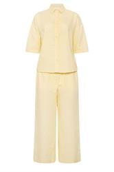 PixieGirl Petite Set Yellow Linen Shirt & Wide Leg Trousers