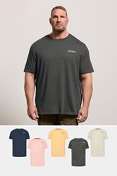 JACK & JONES Big & Tall 5 Pack Blue/Off-White/Yellow/Green/Pink Core T-Shirts | BadRhino 1