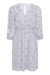 YOURS LONDON Plus Size Blue Floral Pleat Midi Dress | Yours Clothing