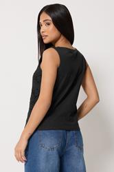 M&Co Petite Black Crochet Cotton Sleeveless Top | M&Co 2